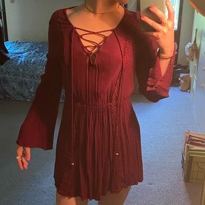 Maroon boho style dress